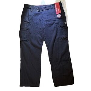 Mens Classic Cargo Pants Union Bay Black Survivor w/ Belt Set 42x30 New w/tags